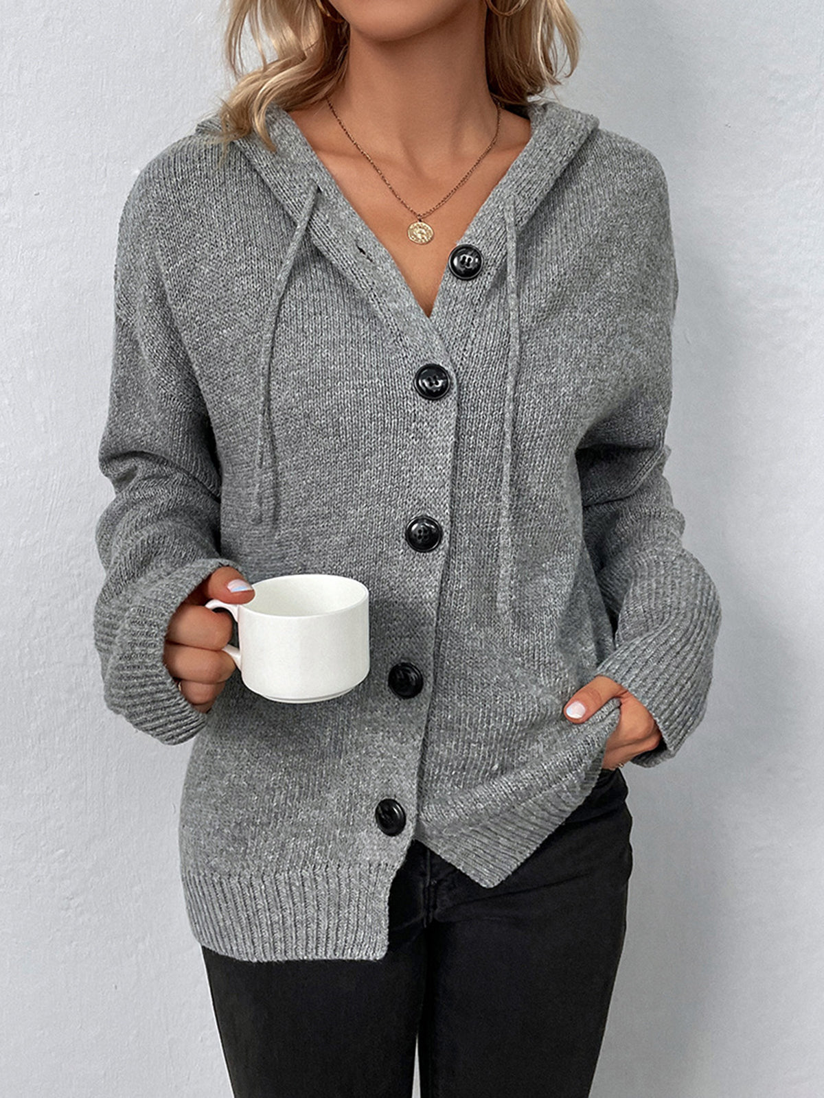Noelle Drawstring Hooded Cardigan — photo 4